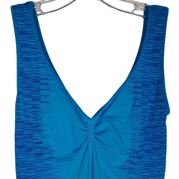 Zella tank top Gym Running Workout Athletic ruched blue/green v-neck M - Picture 2 of 10